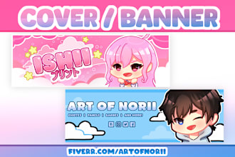 create cute chibi banner for youtube, twitch, twitter, etc