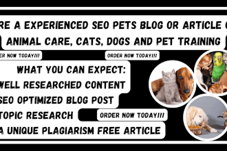 write a seo pets blog or article on animal care, cats, dogs and pet training