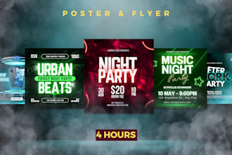 design poster, flyer, banner, brochure, menu within 4 hours