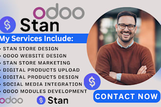 stan store setup stan digital products design fix odoo wedsite odoo modules erp