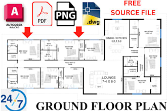 do autocad drafting of 2d floor plans
