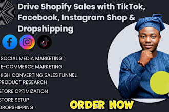 increase shopify sales with tiktok, facebook instagram shop ads dropshipping