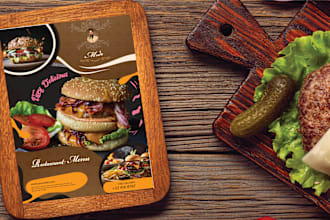 create a menu design, digital menu board, restaurant menu