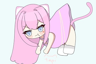 draw cute vtuber anime style chibi fanart