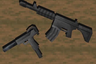 model a 3d minecraft style gun in blockbench