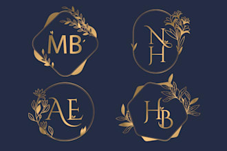 design a stunning anniversary, birthday  wedding monogram or initial logo