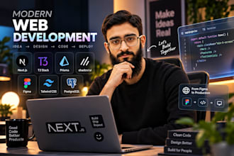 develop websites with next js t3, prisma, shadcn, figma to next js