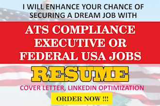 craft an ats compliance executive, federal job resume, cover letter, linkedin