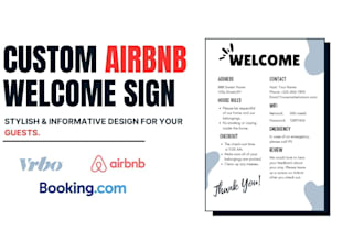 custom airbnb flyer welcome sign for your airbnb, booking, vrbo