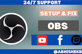 set up or fix obs for streaming or recording on twitch youtube or facebook