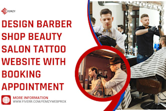 design stunning barber shop beauty salon tattoo website with booking appointment