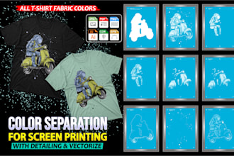 professional color separation with detailing and vectorize