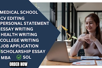 editing for MBA applications, law and policy statements, personal essay writing