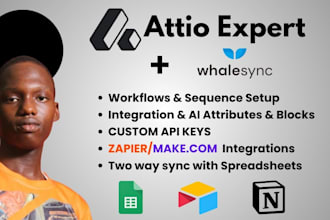 setup attio crm, workflows, attio sequence, ai flows, two way sync, make, zapier