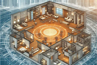 draw 2d floor plan rendering, and site plans in photoshop