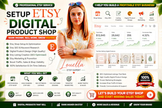 setup etsy digital product shop, etsy seo, digital product design, etsy listing