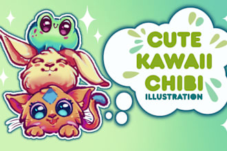 draw a cute kawaii chibi sticker or illustration design