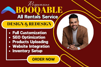 design booqable rental website, online booking rental business website redesign