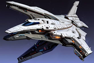 draw spaceship concept art or starship or sci fi vehicle