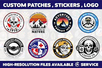design badge, patch, army, military, skull, round sticker, label, logo design