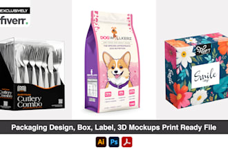 do product packaging design, packaging box design, mailer box and 3d mockup