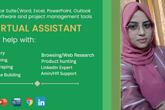 be your virtual assistant for any kind of data entry  HR and admin support