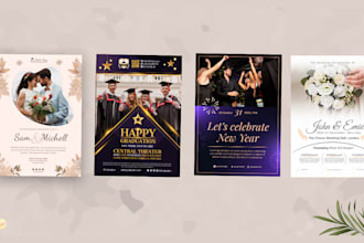 design wedding invitation, party invitation, birthday card and greeting cards