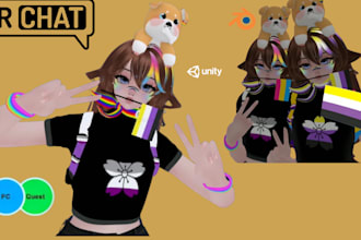 custom vrchat avatar vrc character vr avatar, vrchat model, furry nsfw unity