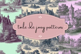 draw toile de jouy patterns for unique seamless textile designs