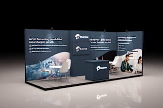 create 3d exhibition stand, trade booth, stall, booth, kiosk