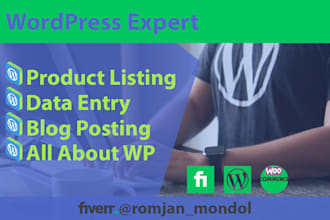 do wordpress data entry and woocommerce product upload