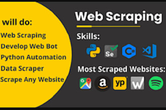 create custom automation bot, data scraping, web scraping using phyton
