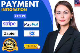 integrate stripe, paypal, API, and zapier integration or automation