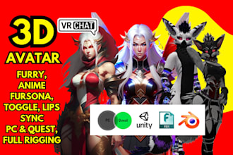 do custom vrchat 3d model furry avatar anime character design vrc nsfw fursona