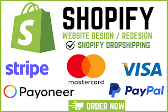 create and integrate paypal, stripe, shopify payment gateway on website