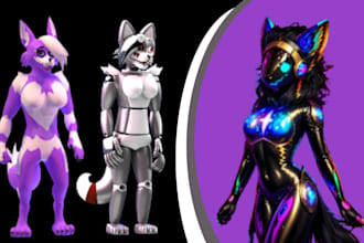 create protogen avatar furry nsfw model vrc character 3d vtuber  for vrchat game