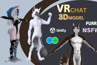 create  vrchat avatar vr character 3d vtuber furry nsfw model vrc avatar vrchat