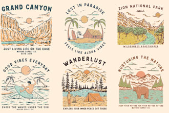 draw vintage outdoor hand drawn t shirt design