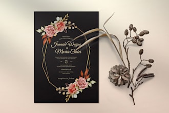 create an elegent wedding, birthday, event invitation card
