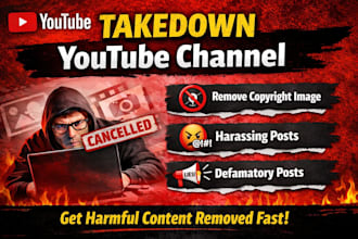 takedown youtube channel remove copyright defamatory post on social media