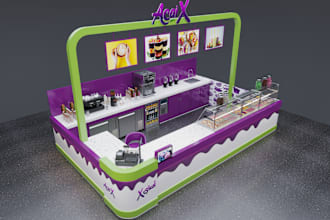 design 3d exhibition trade booth, 3d kiosk, stall, stand, icecream cart design