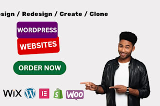 design, redesign, build, clone wordpress website, wix website or shopify website