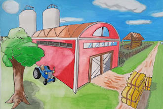 draw any handmade landscape in watercolor or gouache
