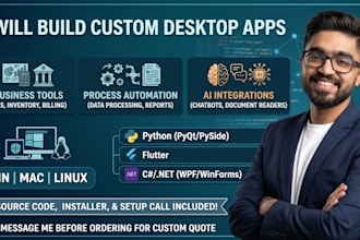 build a custom desktop application in python, flutter or c sharp dotnet