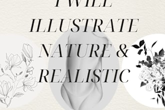 illustrate floral prints and realistic figures