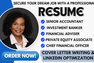 write financial analyst, adviser, senior accountant resume, investment banker cv