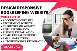 design responsive bookkeeping, accounting, investment, tax wordpress website