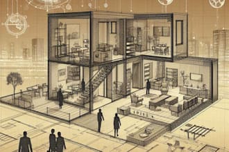 draw architectural 2d floor plan and blueprints in autocad