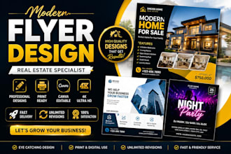 design professional real estate, business, construction and modern canva flyer