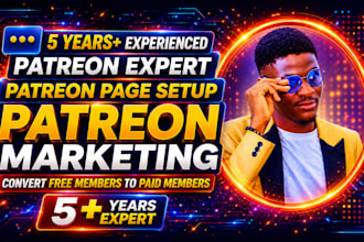 do patreon page setup for content creator, writer, author and patreon promotion